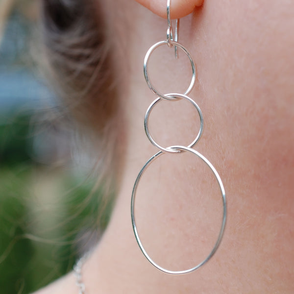 large sterling silver dangle hoop earrings
