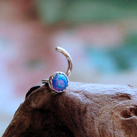 blue opal nose stud