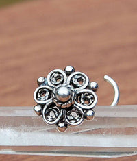 flower nose stud in sterling silver