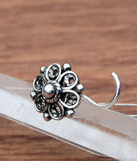 bold flower sterling silver nose jewelry