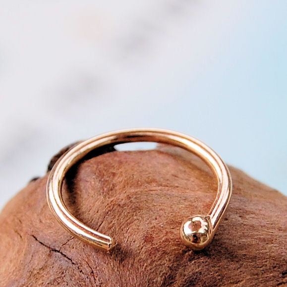 Solid 14K Yellow Gold Open Hoop Nose Ring - 20G, 5/16'' Size For Tragus, Daith, Helix Piercings