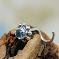 blue topaz and sterling silver nose stud