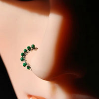 sterling silver and malachite gemstone nose ring