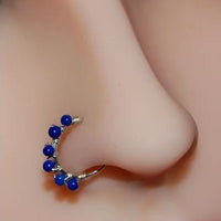 lapis gemstone and sterling silver nose ring