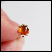 Silver Nose Stud with Amber