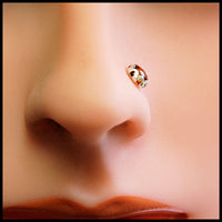 Amber nose stud in nickel-free sterling silver