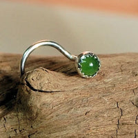 jade gemstone and sterling silver nose jewelry
