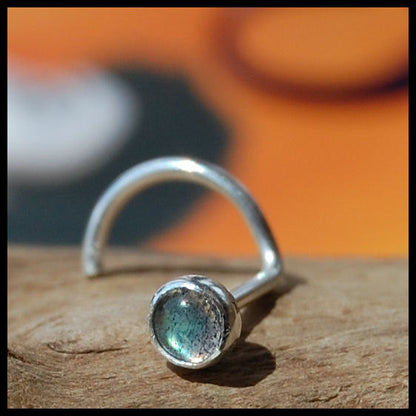 sterling silver nose jewelry with labradorite gemstone