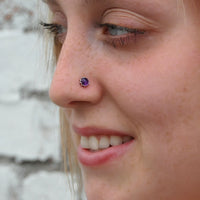 bold amethyst nose stud