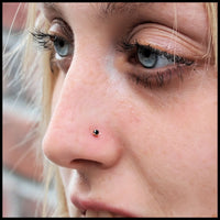 dainty 2mm black and gold nose pin