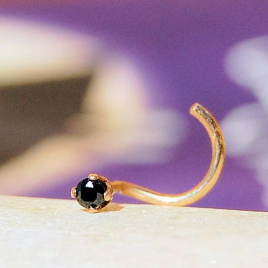 dainty 2mm black nose stud