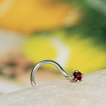 tiny gemstone nose stud sterling silver