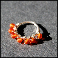 sterling and carnelian nose hoop