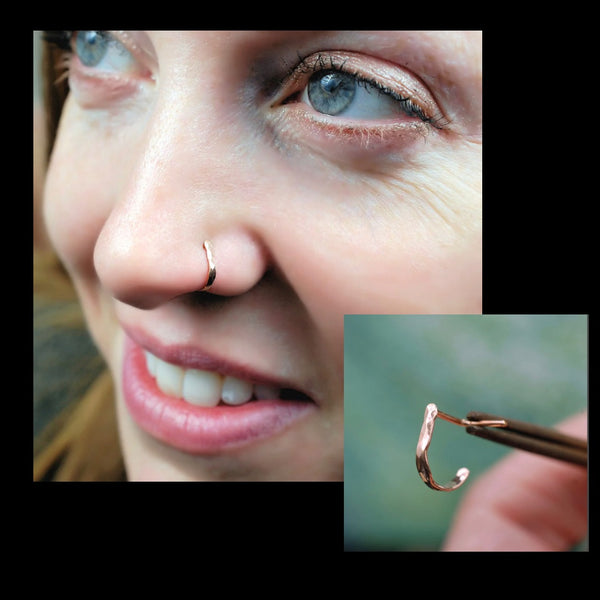 Hammered Rose Gold Cuff Nose Ring
