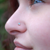 nickel-free silver nose stud with labradorite