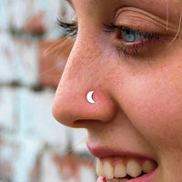 dainty crescent moon nose stud in yellow gold