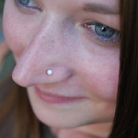 dainty opal nose stud