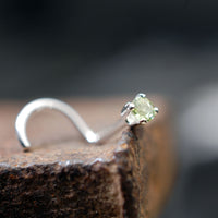 peridot and silver nose stud
