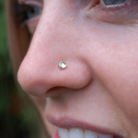dainty peridot nose jewelry in sterling silver