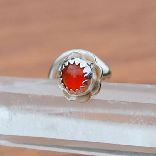sterling silver carnelian nose stud