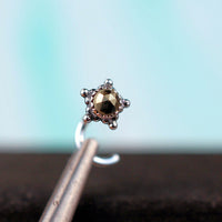 nickel-free sterling silver nose stud with pyrite