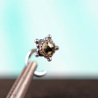 pyrite sterling silver nose stud