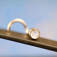 14k yellow gold nose jewelry with rainbow moonstone