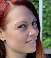 sterling silver nose stud with turquoise gemstone