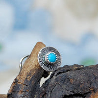 turquoise and antiqued sterling silver nose stud