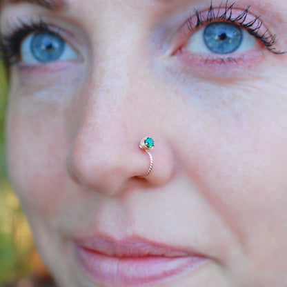 unique 14 karat yellow gold nose stud enhancer