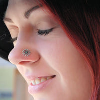 sterling silver snowflake nose stud