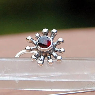 garnet and sterling silver nose stud