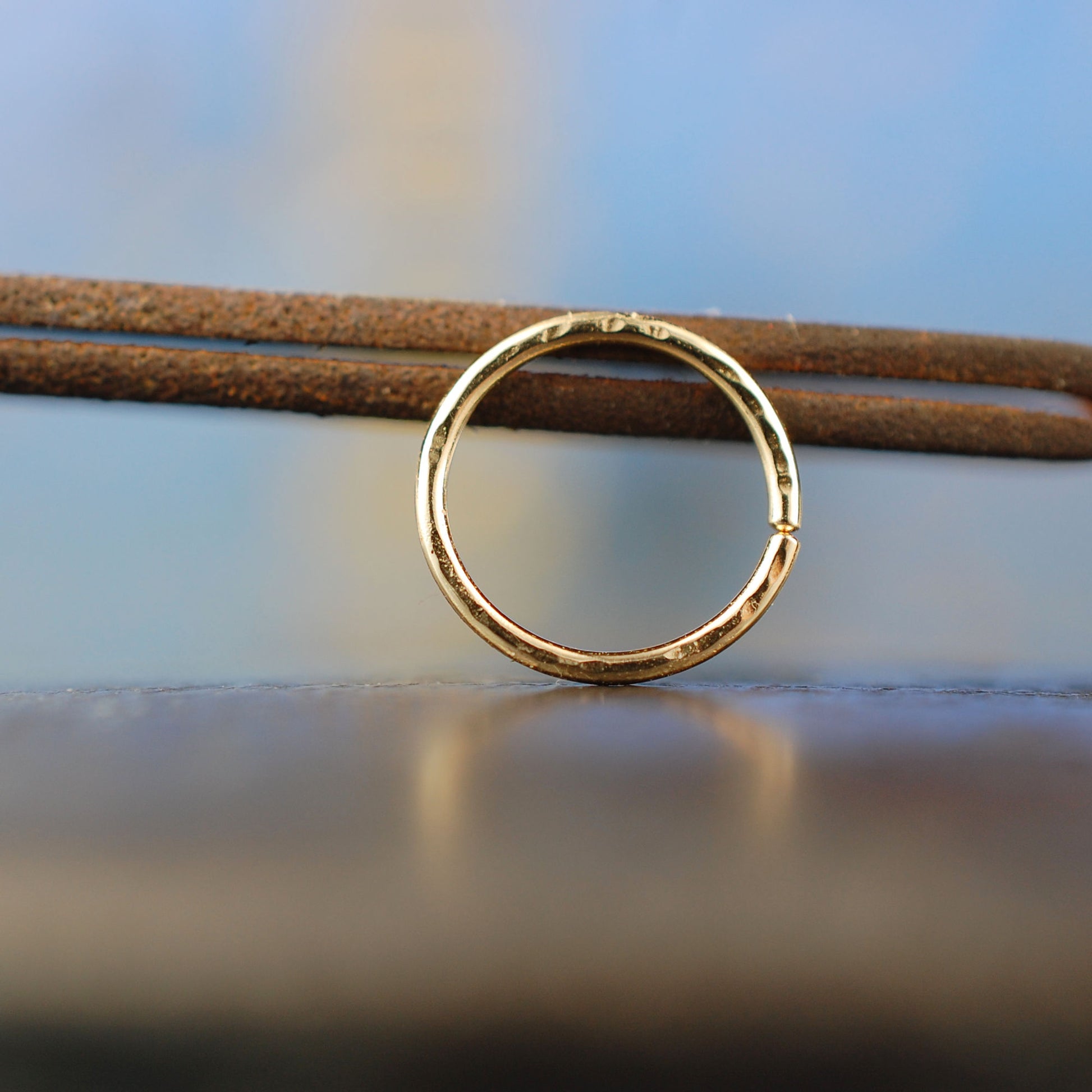 solid 14 karat yellow gold nose hoop